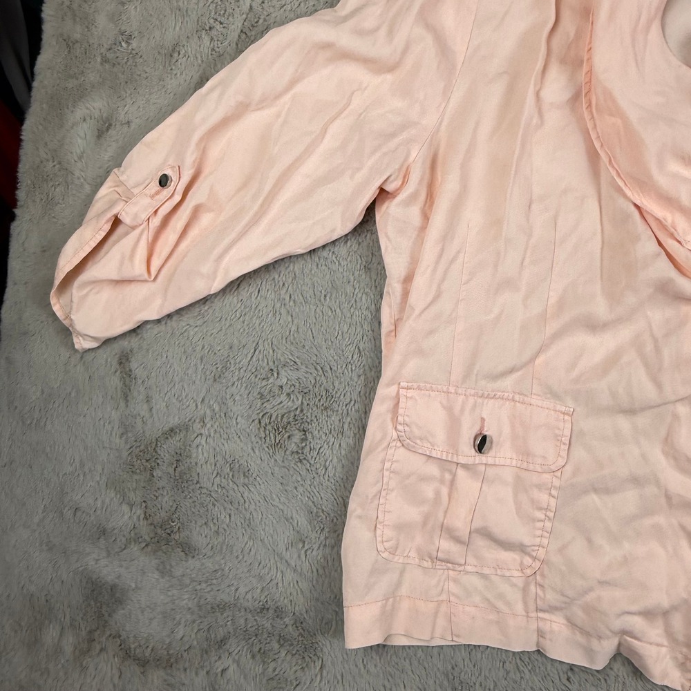 Chico's Drape Front Jacket Lightweight Button Detail Peach Size 3 XL Cottagecore - Picture 9 of 11